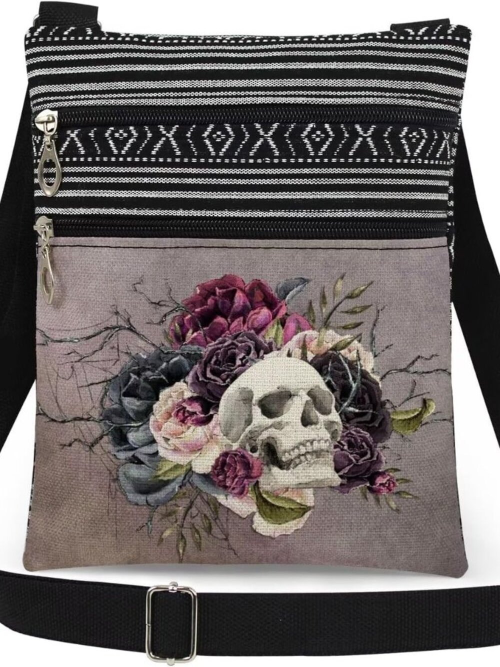 Halloween Gifts for Women Skull Messenger Bag Adjustable Strap Crossbody Pouch Z